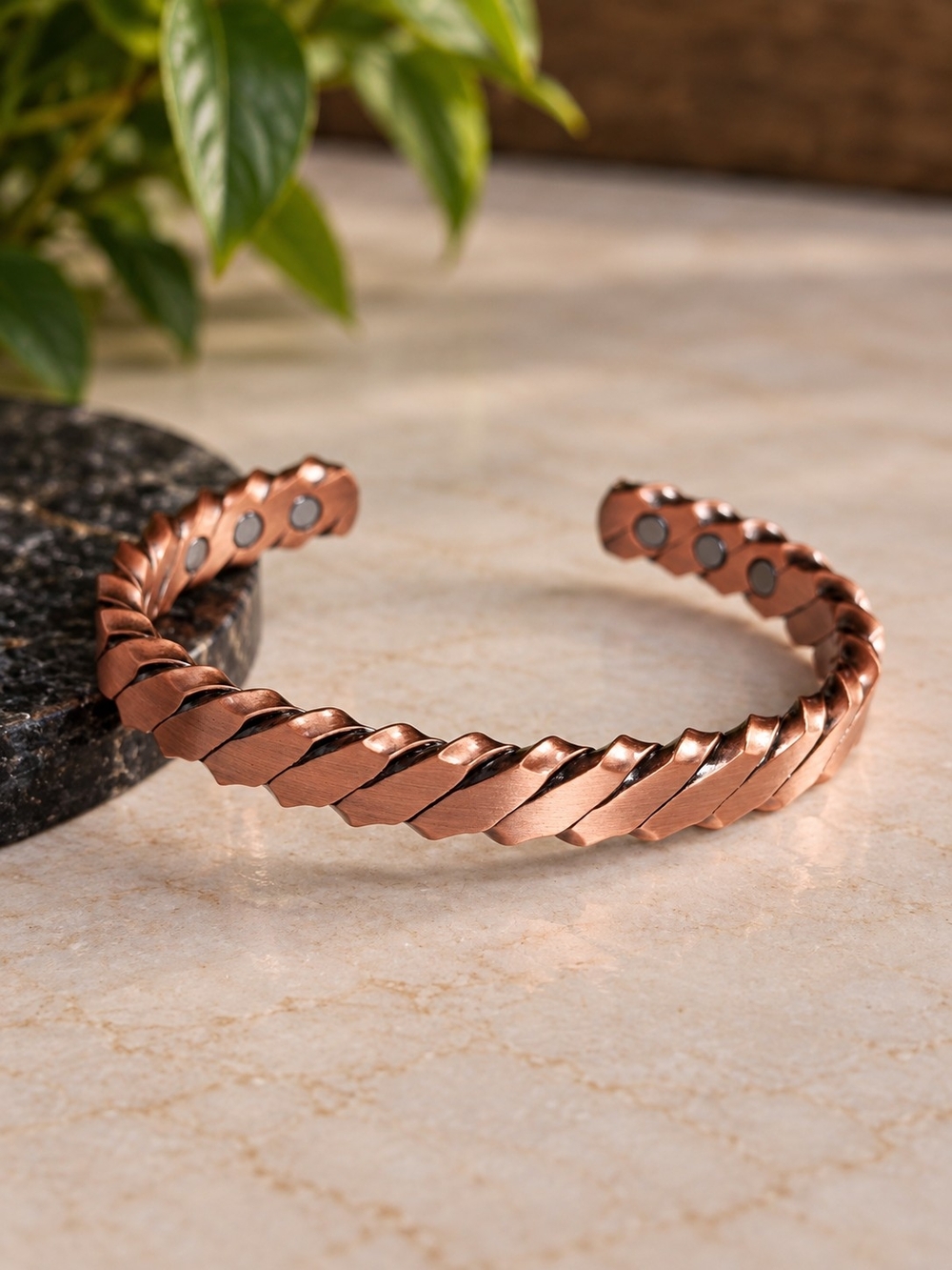 Pure Copper Magnetic Cuff Bracelet – 6 Magnets – 10mm Wide Adjustable Unisex